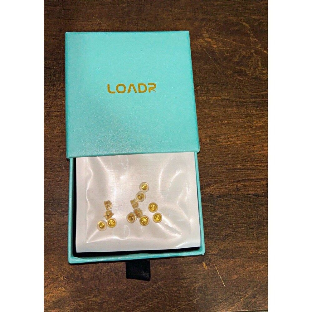 LOADR Gold Metal Round Stud Earrings, Butterfly Back, No Stone
